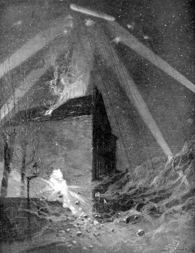 Zeppelin-aanval op de buitenwijken van Parijs, Eerste Wereldoorlog, 1915 door Unbekannt