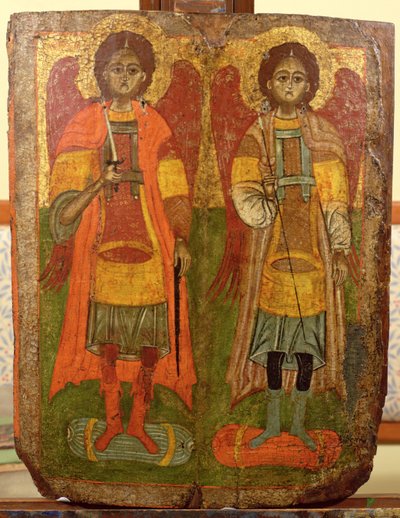 Aartsengelen Michael en Gabriel, Byzantijns icoon, vroege periode, 10e-11e eeuw door Unbekannt Unbekannt