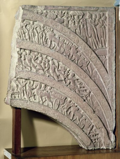 Architraaf van een poort, rood zandsteen, Mathura, UP, 2e eeuw n.Chr. door Unbekannt Unbekannt