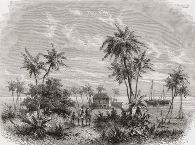 Huis van David Livingstone in Zanzibar, Tunesië, Oost-Afrika, illustratie uit 