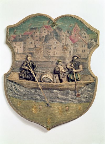 Geborduurd gilde symbool uitgevoerd door Wolf Popp, Passau, ca.1574-5 door Unbekannt Unbekannt