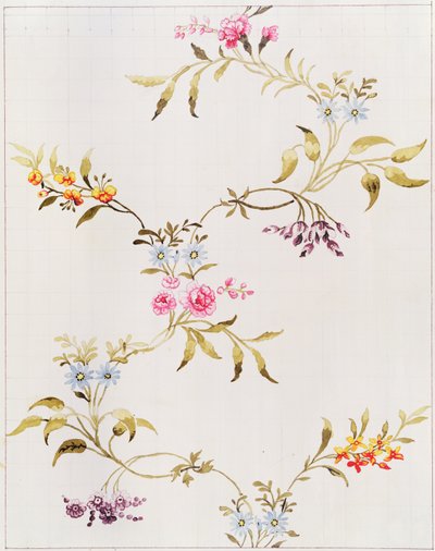 Bloemontwerp van anjers en rozen voor een zijden stof te weven in Spitalfields, door Anna Maria Garthwaite, 1744 door Unbekannt Unbekannt