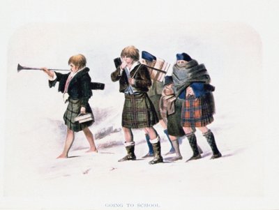 Naar school gaan door R.R. McIan (gekleurde litho) door Unbekannt Unbekannt