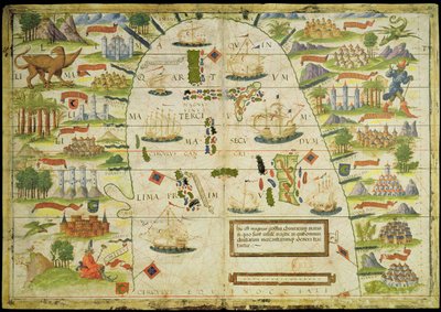 Kaart van de Chinese zee, uit een facsimile van de 