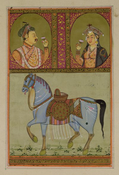 Shah Jahan (1592-1666) en Muntaz Mahal, zijn vrouw (gest. 1629), Mughal door Unbekannt Unbekannt