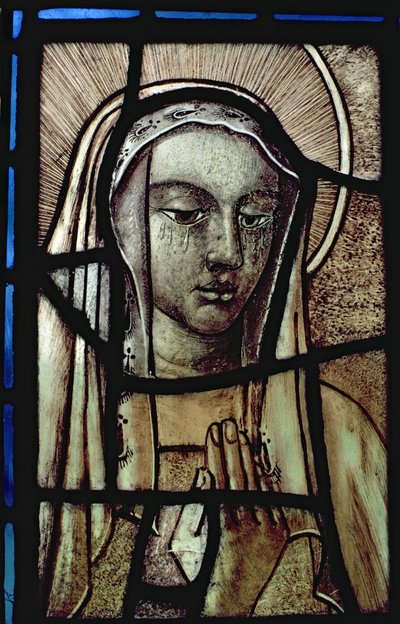 Het hoofd van de Maagd Maria (gerestaureerd) door Unbekannt Unbekannt