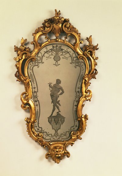 Venetiaanse vergulde girandole, cartouche plaat gegraveerd met een klassieke figuur door Unbekannt Unbekannt