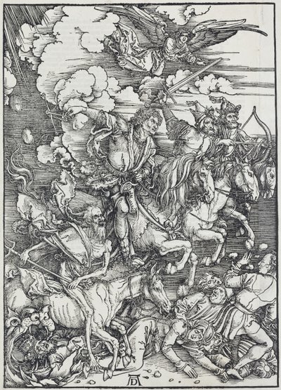 05. Albrecht Dürer, Apocalyps, III. De vier apocalyptische ruiters, Nationale Galerij Praag door Unbekannter Künstler
