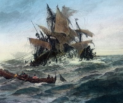Een Deens schip, dat hulp wil brengen voor de stad Stralsund, vergaat door Unbekannter Künstler