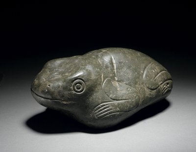 Een zeldzame Azteekse stenen kikker, ca. 1200-1521 door Unbekannt