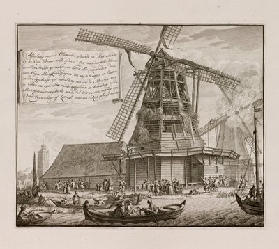 Nasleep van een brand in een oliemolen, Waterland, Nederland door Unbekannt