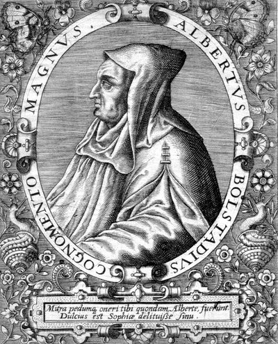 Albert Magnus (1193/1206-1280) Duitse dominicaanse monnik, wetenschapper, filosoof en theoloog, gravure door Unbekannter Künstler