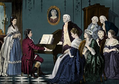 Beethoven speelt bij Wolfgang Amadeus Mozart door Unbekannter Künstler