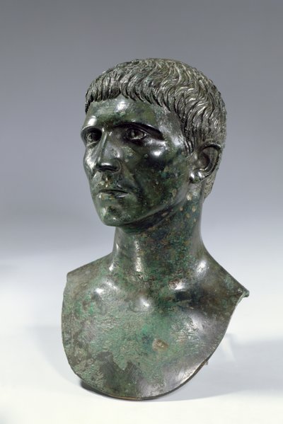 Bronzen hoofd van een man, Romeins, begin 1e eeuw v.Chr. of 2e eeuw n.Chr. door Unbekannt