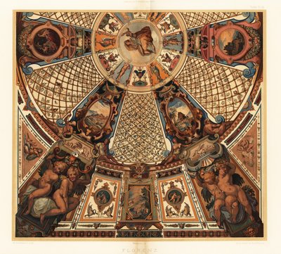 Plafondschildering in de Uffizi Galerij, Florence door Unbekannter Künstler