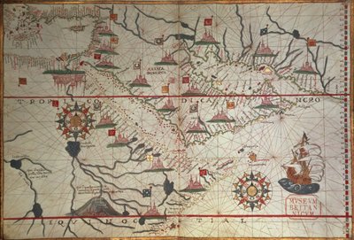 Kaart van Arabië en de oostelijke Middellandse Zee, deel van een Portolan Atlas, ca.1650 door Unbekannter Künstler