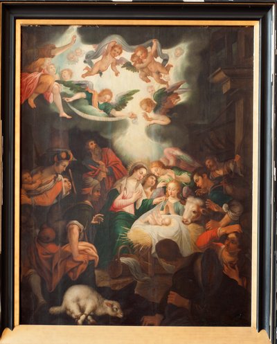 Basiliek Notre-Dame de Tongre. Interieur. Drieluik. De Geboorte. door Unbekannter Künstler