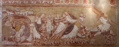 Kerk (Église Saint-Martin). Interieur. Muurschilderingen (fresco). Noordelijke muur van het koor (detail) door Unbekannt