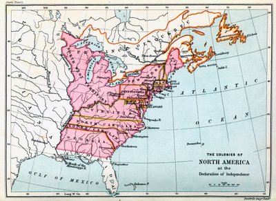 Kolonies van Noord-Amerika in 1776 (prent) door Unbekannter Künstler