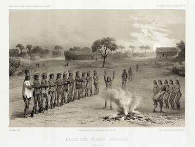 Dans van de Apinage-indianen, Brazilië, c 1843-1847 door Unbekannt