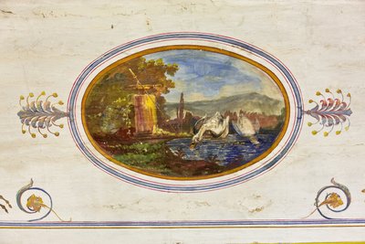 Detail van de decoratie die zwanen afbeeldt, De Rode Kamer, Het Koninklijk Appartement, Het Koninklijk Paleis of Palazzo dei Normanni (Paleis van de Normandiërs), Palermo, Sicilië, Italië door Unbekannter Künstler