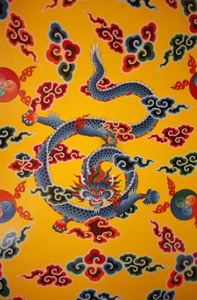 Drakenmuurschildering, Kopan klooster, Kathmandu, Nepal door Unbekannt