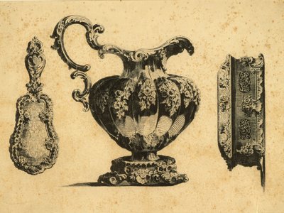 Gravure die drie schoonheidsaccessoires afbeeldt door Prins Pavel (Paul) Grigoryevich Demidoff (1738-1821) door Unbekannt