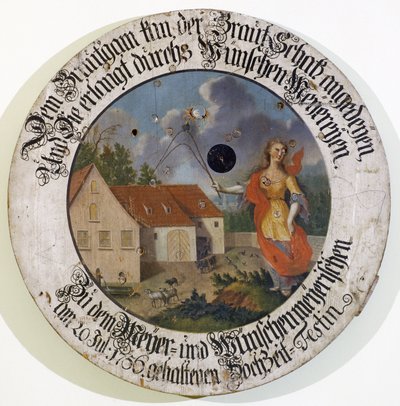 Frankisch Museum Feuchtwangen Midden-Franken Beieren Duitsland schietschijf collectie huwelijksdoel uit 1756 met godin Fortuna door Unbekannt