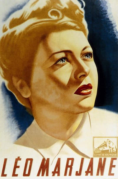 Franse zanger Leo Marjane op een poster door Andre door Unbekannt