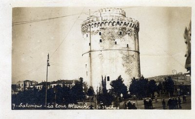 Griekenland, Saloniki (of Thessaloniki): uitzicht op de Witte Toren - Ansichtkaart 1914-1918 door William M. Timlin
