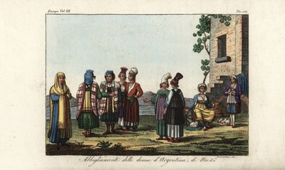 Griekse en Italiaanse vrouwelijke kostuums door Unbekannt