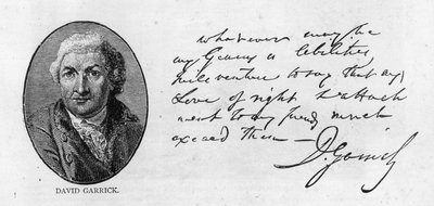 Handschrift en handtekening van David Garrick door Unbekannt