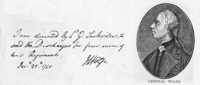 Handschrift en handtekening van generaal Wolfe, 25 januari door Unbekannt