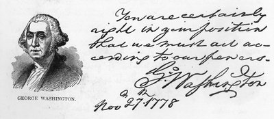 Handschrift en handtekening van George Washington uit een brief over Washington