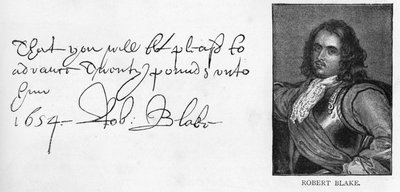 Handschrift en handtekening van Robert Blake door Unbekannt