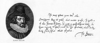 Handschrift en handtekening van Sir Francis Bacon uit een brief aan Koning James, 29 april door Unbekannt