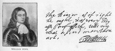 Handschrift en handtekening van William Penn uit een brief aan Sir Robert Southwell door Unbekannt