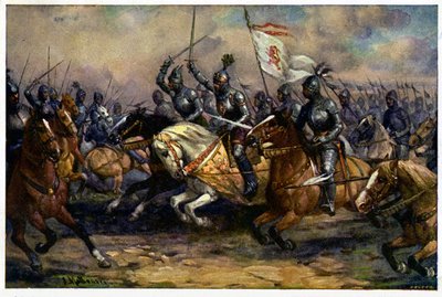 Geschiedenis. Frankrijk. Honderdjarige Oorlog. De koning Jan van Bohemen (Jan de Blinde) in de Slag bij Crecy, 26 augustus door Unbekannter Künstler