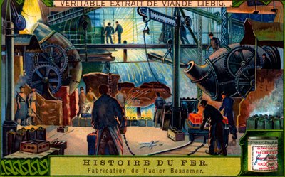 Geschiedenis van IJzer: Bessemerproces in een fabriek door Unbekannter Künstler