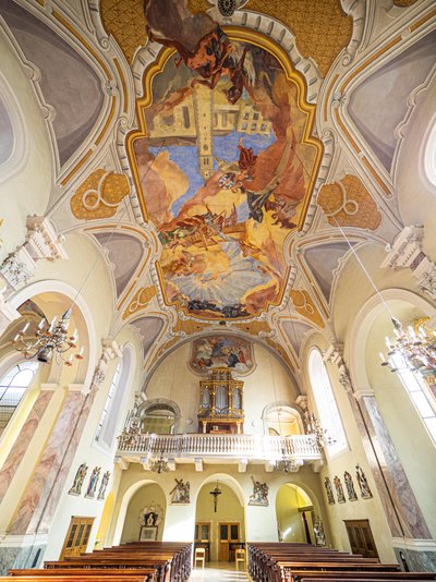 Interieur, plafondschildering, Servitenkirche, Innsbruck, Tirol, Oostenrijk, Europa door Unbekannter Künstler