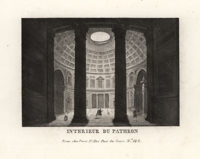 Interieur van het Pantheon met de cassettekoepel en oculus, Rome door Unbekannt