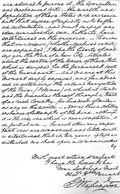 Brief van George Washington aan de Graaf van Buchan over de principes voor toekomstige Amerikaanse buitenlandse politiek door Unbekannt