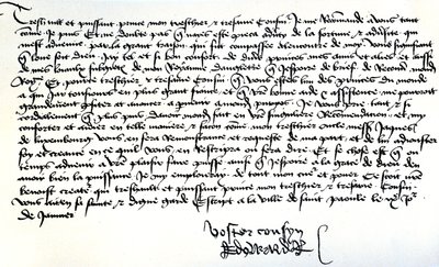 Brief van koning Edward IV aan Francis II, hertog van Bretagne, waarin hij om hulp vraagt bij het herstel van zijn koninkrijk, geschreven in Saint-Pol, 9 januari door Unbekannt