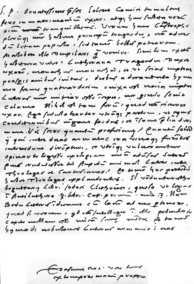 Brief in het Latijn van Erasmus aan Nicolaas Everaerts over het huwelijk van Martin Luther, geschreven in Basel, 24 december door Unbekannt
