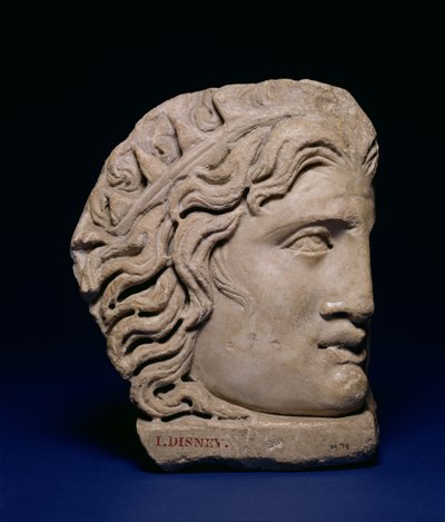 Masker van Helios, hoekmasker van een sarcofaagdeksel, Romeins, 4e eeuw door Unbekannt
