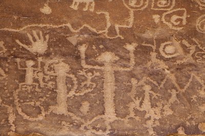 Mesa Verde, Amerikaanse Petroglyfen Anasazi of Pueblo voorouderlijke mensen door William M. Timlin