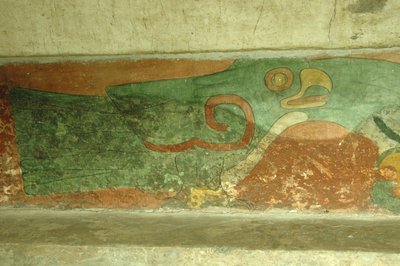 Mexico, Mexico-Stad, Teotihuacan (1e eeuw na Christus), Tempel van Jaguars, fresco van papegaai door Unbekannt