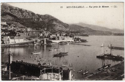 Monte Carlo (Monte-Carlo): Uitzicht op de stad genomen vanuit Monaco - Ansichtkaart eind 19e-20e eeuw door William M. Timlin