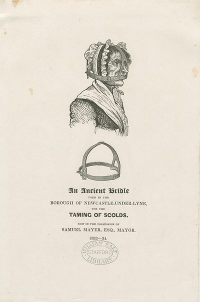 Newcastle-under-Lyme - Een Schandmasker: houtsnede, nd [ca. 1833-4] door Unbekannt