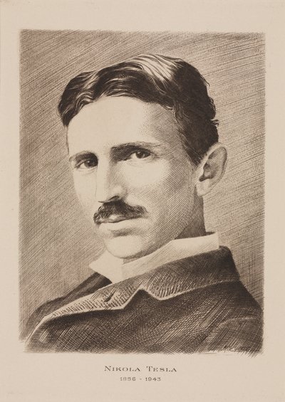 Nikola Tesla, Kroatisch geboren Servische ingenieur, natuurkundige en uitvinder, ca. 1885 door Unbekannt